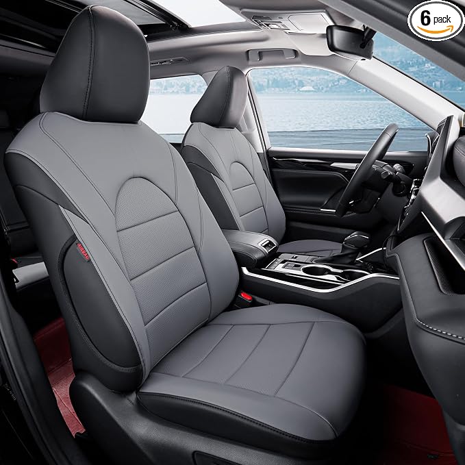Full Set Car Seat Covers for Honda Odyssey 2018-2026,8-Seater,Faux Leather | for EX,EX-L,Elite,Touring,Sport,2nd Row 40/20/40 Split Seat,Luxury Waterproof Seat Protector,Fit Like A Glove(Black & Gray) by Coverdream