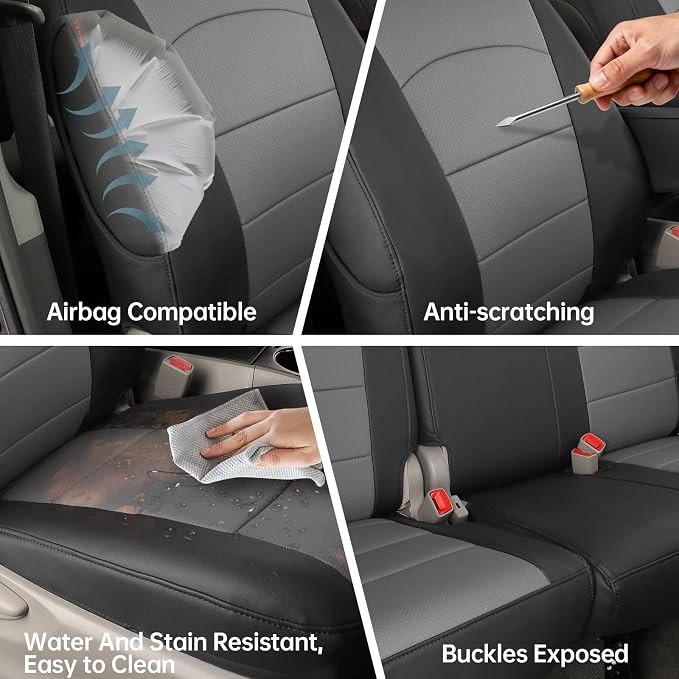 coverdream Odyssey Car Seat Covers Custom Fit for 2004-2010 Honda Odyssey,2nd-Row Captains Seats,Fully Covered Waterproof Leather Seat Protector (Full Set,Black/Gray) - Image 4