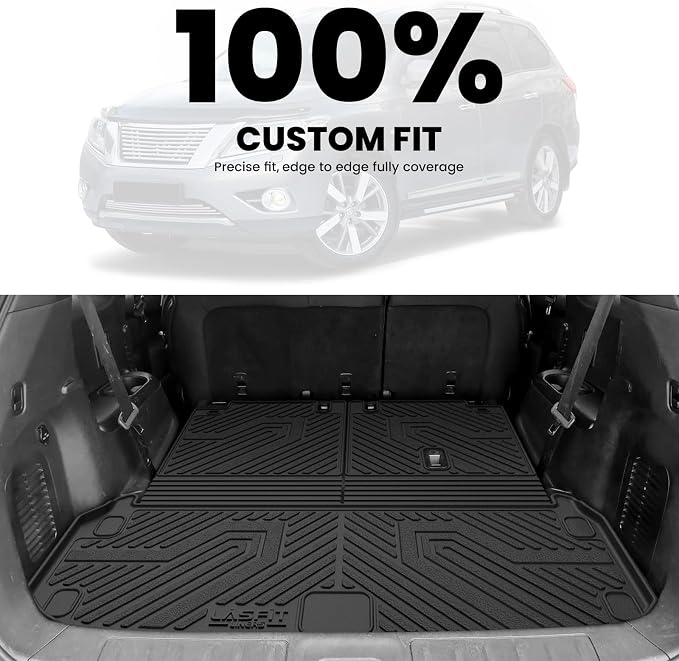 LASFIT Cargo Mats for Nissan Pathfinder 2013-2020/QX60 2014-2021/JX35 2013 | All Weather TPE Custom Fit Cargo Trunk Mat & Backrest Mats Accessories, Black - Image 3