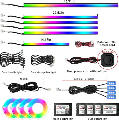 Acrylic Interior Car Light, AMKI Car LED Strip Light with APP Sub Control, Car Accessories Fiber Optic Car Ambient Light Kit with RGB Dreamcolor 22 in 1 and 175 inches 593 LEDs 213 DIY and Music Modes - Image 7