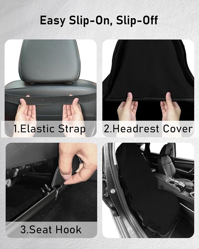 BELINOUS Waterproof Towel Car Seat Cover After Gym, Universal Front Seats Car Seat Towel Fit for Post Workout & Swim, Non-Slip Sweat Towel Seat Covers for Car, SUV & Truck (Black, 1 Pack) - Image 4