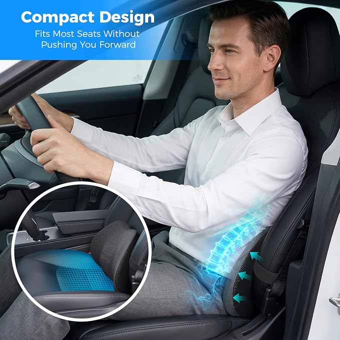 Lumbar Support Pillow for Car, Memory Foam Back Cushion for Lower Back Pain Relief, Ergonomic Car Seat Support with Breathable Airflow Channels for Driving, Office Chair, Wheelchair - Image 6