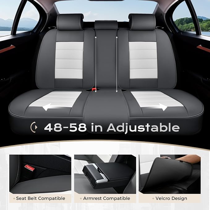 Coverado Car Seat Covers Full Set, Seat Covers for Cars, Front Seat Covers and Back Seat Cover Waterproof Leather Automotive Seat Cover, Universal Car Interior Protectors Cushion for Most Cars - Image 6