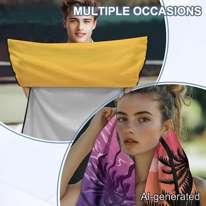 Sunset Palm Trees Car Towel Seat Cover Soft Breathable Car Seat Cover Protector with Storage Bag Easy to Installation Fits for SUV Vehicle Sedan Truck - Image 5