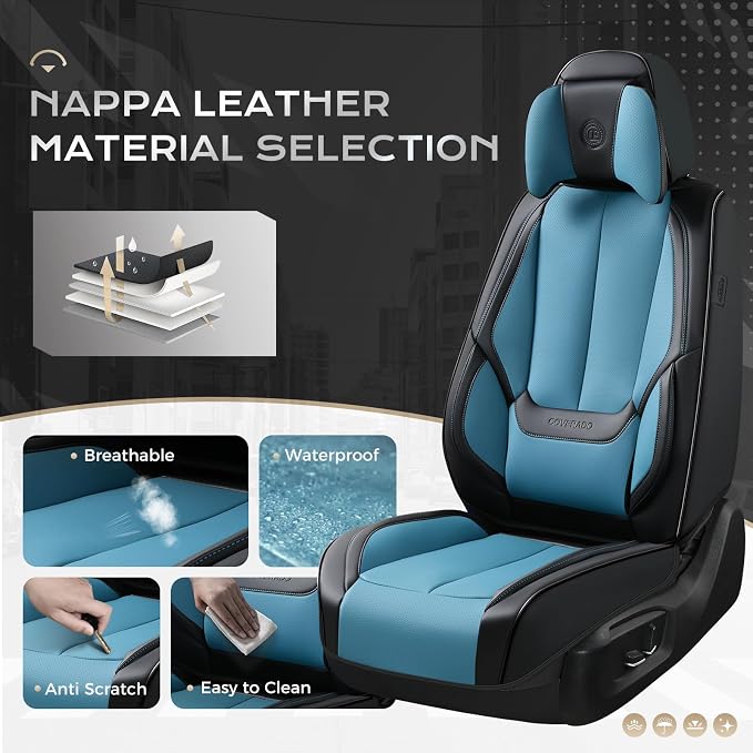 Coverado Car Seat Covers, Seat Covers for Cars, Waterproof Leather Auto Seat Protectors, Leather Car Seat Cushion, Car Interiors Accessories Universal Fit for Most Cars - Image 8