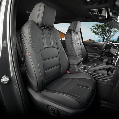 Tacoma Seat Covers Custom Fit for 2005-2011 Toyota Tacoma Double Cab/Crew Cab (TRD Sport Seats),Waterproof Faux Leather Car Seat Protector-Full Set (Black & Carbon Fiber) by Coverdream