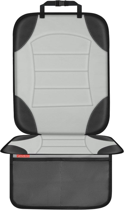 Sinvitron Car Seat Protector for Child Car Seat, Waterproof Car Seat Cover for Leather and Fabric Seats, 2 Mesh Pockets, Non-Slip Bottom, Thick Padding Cushion(1 Pack, Grey) by Sinvitron