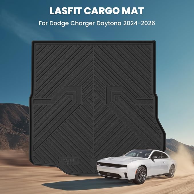 LASFIT Cargo Mat for Dodge Charger Daytona EV 2-Door 2024-2026 | Not Fit Gas or 4-Door Models, All Weather TPE Custom Fit Cargo Trunk Liner Accessories, Black - Image 7
