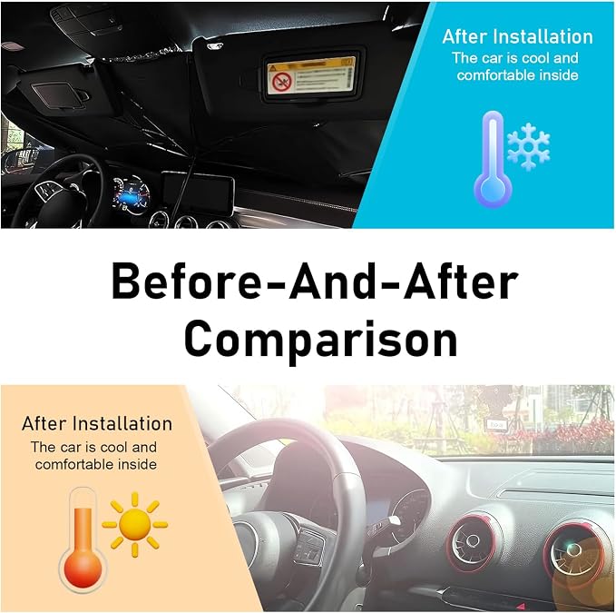 Car Windshield Sun Shade Umbrella, Heat Insulation & Sun Reflective Shield, Telescopic Quick Setup Front Window Sunshade, Universal Portable Cover for Most Vehicles (Silver) - Image 4