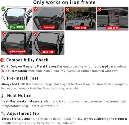 Magnetic Car Window Shades - 100% Block Light Car Curtains - 4Pcs | Universal Fit Side Window Sun Shades Car Window Covers Keep Cooler Feeling, Thicken(thickset, 4pcs) - Image 5