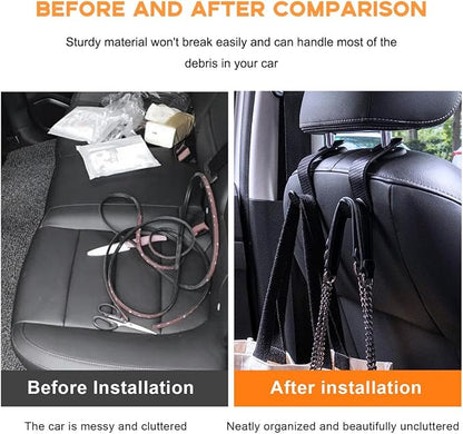 povtii 4PCS Car Seat Headrest Hook, Auto Back Seat Hanging Storage Organizer, Vehicle Seatback Hanger Holder for Purse Handbag Coat Umbrella, Universal Interior Car Accessories (Carbon Fibre Black) - Image 6
