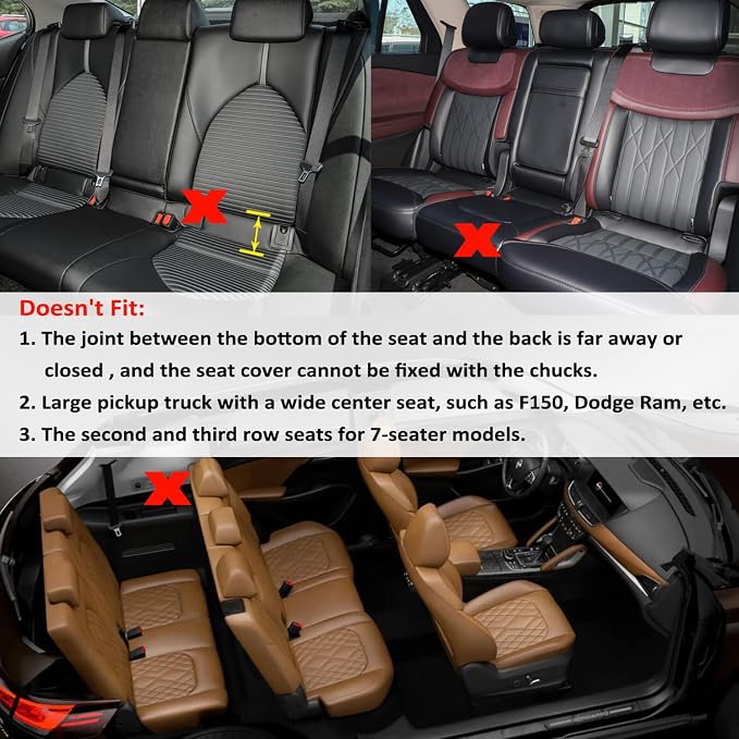 GIANT PANDA Premium PU Leather Rear Car Seat Cover Protector, Luxury Adjustable Anti-Slip Bottom Bench Seat Cover (49~59''),Fits 90% of Vehicles, Back Seat Cover, Grey - Image 7