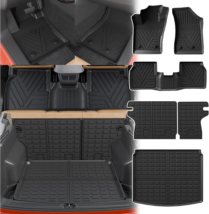 Floor Mats for 2017-2025 2026 Jeep Compass | Trunk Mat Cargo Liner Cargo Mat TPE All Weather Back Seat Cover Protector 2024 Compass Accessories by Thinzyou