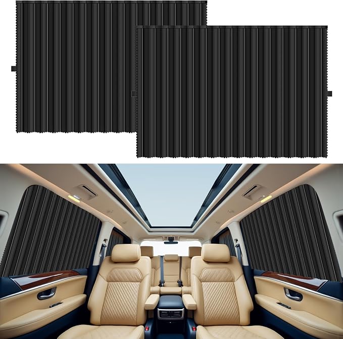 Magnetic Car Side Window Shades, 2Pack Car Privacy Curtains for Window | Magnetic Blackout Car Window Covers,Blinds for Car Windows,Car Retractable Curtain for Baby,Sleeping,Changing Clothes,Camping by Jeyoon