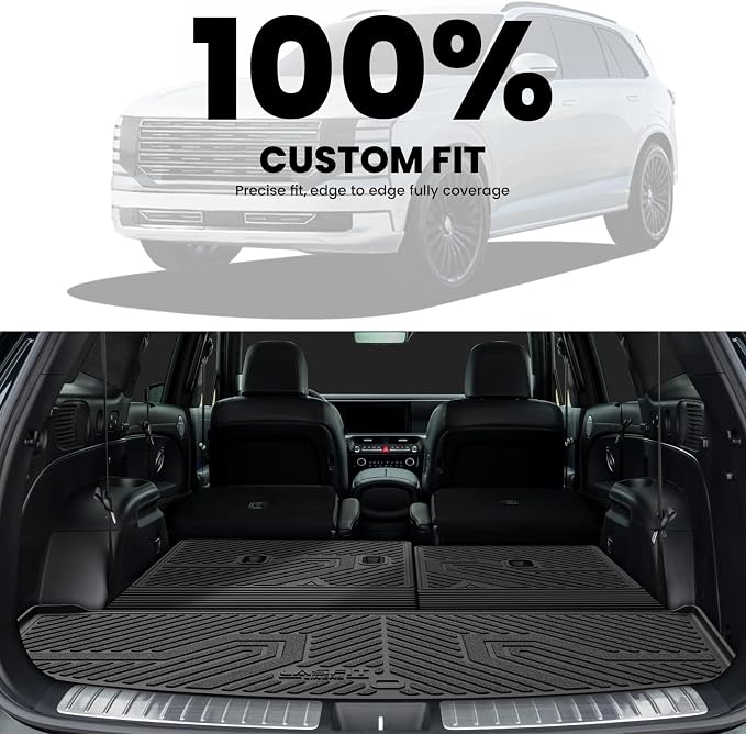 LASFIT Cargo Mats for Hyundai Palisade 2026 | All Weather TPE Custom Fit Cargo Trunk Mat & Backrest Mats Accessories, Black - Image 4