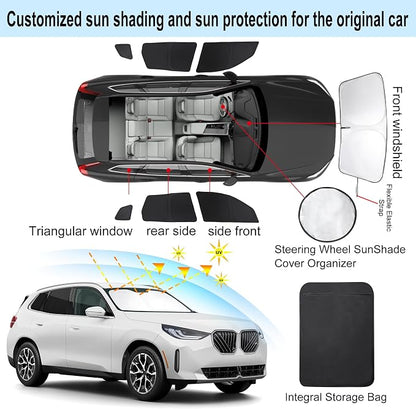 Windshield Sun Shade Car Windshield Foldable Full Windows Coverage Custom Fit for BMW X3 2025 2026 Accessories Car Window Shades Block Sun UV Rays 7PCS - Image 3