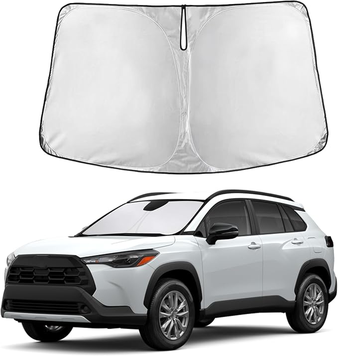 Autovir Windshield Sun Shade Fit for 2022-2024 2026 Toyota Corolla Cross | Sunshade, Front Car Window Shades Sun Visor, Blocks UV Rays & Heat, Car Accessories by Autovir