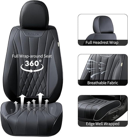FLORICH Car Seat Covers Full Set, Black Seat Covers for Cars, Waterproof Front and Rear Car Seat Protectors, Universal Fit for Most Cars Sedans Trucks SUVs - Black - Image 5