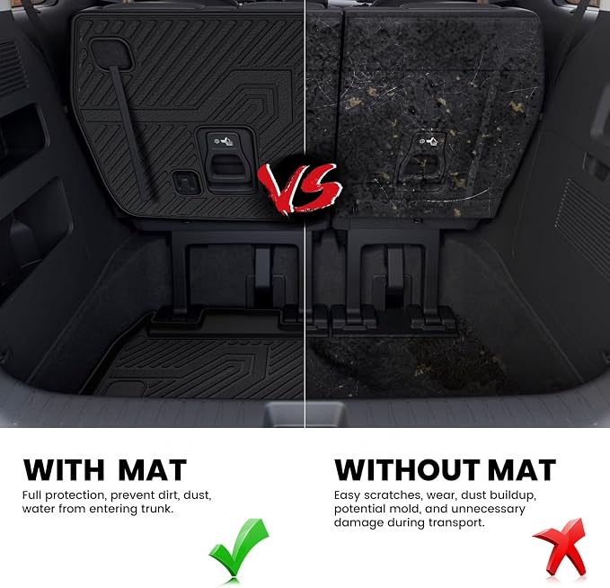 LASFIT Cargo Mats for Kia Carnival 2022-2027 /Kia Carnival Hybrid 2025-2027 | All Weather TPE Custom Fit Cargo Trunk Mat & Backrest Mats Accessories, Black - Image 4