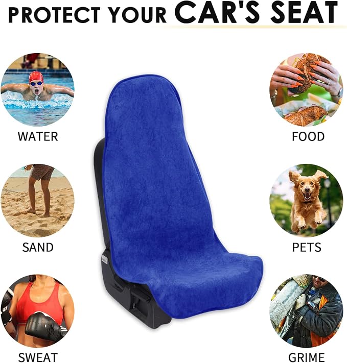 Waterproof 2 Pack Car Seat Cover Universal Fits Car Sweat Towel for Trucks SUV Van Royal Blue Car Seat Protector Sweat Proof Protector Cloth Seats - Image 7