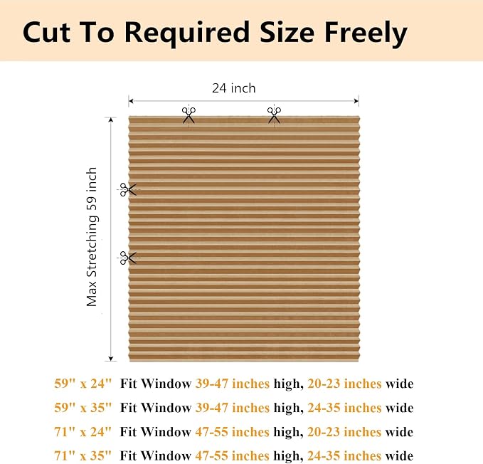 Window Blinds Cordless No Drill Cut to Size Clip On Stick On Self Adhesive Temporary Blinds Pleated Paper Blinds for Windows Doors Shades for Home Nursery Bedroom Kitchen Bathroom | Non-Woven, Light Filtering, Easy Install, Self Adhesive, Pleated Windo... - Image 2
