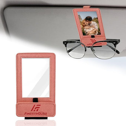 Magnetic 2-in-1 Sunglass & Photo Holder for Car Visor, Leather Anti-Slip No-Fall No-Slide, Fits SUV Truck RV - Image 2
