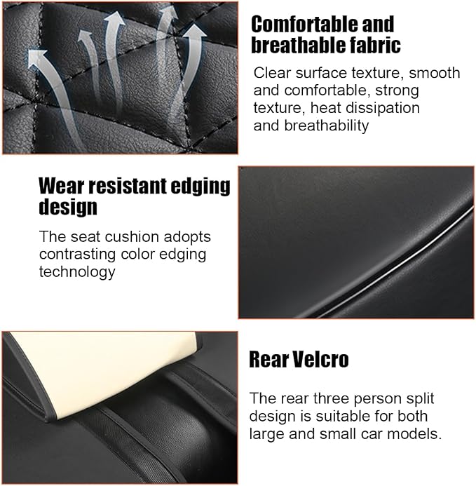 2PCS Leather Car Seat Cover, Rear Bottom Seat Protector Pad, Red | Leather Vehicle Seat Cover, Full Surround Waterproof Seat Protector Cushion, Universal Fit, Auto Interior Accessories - Image 4