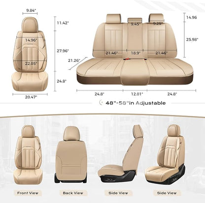 Coverado Nappa Leather Car Seat Covers Front Set, Luxury Waterproof Seat Protectors, Airbag Compatible Anti‑Slip Auto Seat Covers, Universal Fit for Most Cars SUVs Trucks Pickup Vehicles - Image 5