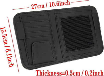 Leather Car Sun Visor Organizer for Or Truck, Sunglasses Holder, Cards Sleeve Pockets Organizer,Visor Document Holder for Car Registration License, Drving License, Insurance, Cards, Pen, Key - Image 5