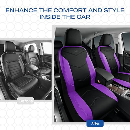 Skechers Memory Foam Seat Covers,Leather Car Seat Covers, Ultimate Comfort & Support Front Seat Covers Airbag Compatible, Automotive Universal Fit Most for SUVs, Vans, Sedans, Cars, Trucks,Purple - Image 6