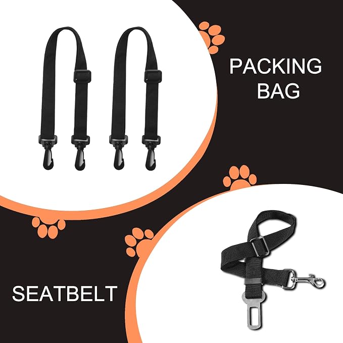 Dog Car Seat Cover, Waterproof Nonslip Pet Seat Cover for Back Seat with Storage Pockets Mesh Visual Window, Heavy Duty Scratchproof Pet Dog Seat Cover Hammock for Cars Trucks and SUVs - Image 6