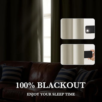 RYB HOME Bedroom Blackout Curtains 80 inches Long, 100% Blackout | Thermal Insulated, Noise Reducing, Curtains for Living Room Nursury, For Sleep, W34 x L80, Biscotti Beige - Image 4