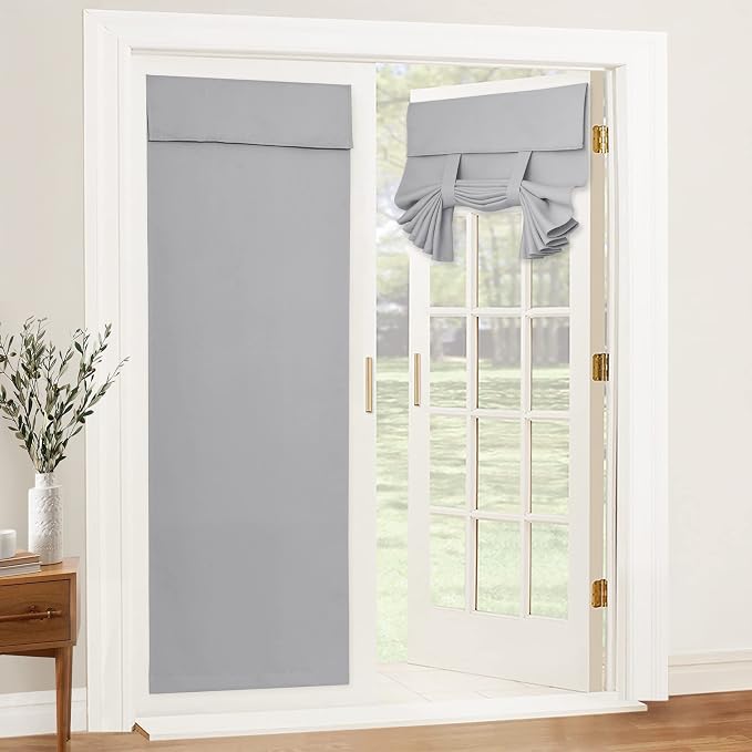 RYB HOME Blackout Door Curtains 80 inch Length, French Door Shades | Thermal Insulated, Self Adhesive, Privacy, For Patio Kitchen Front Entry Front Back Door Glass Window, W26 x L80, 1 Panel by RYBHOME