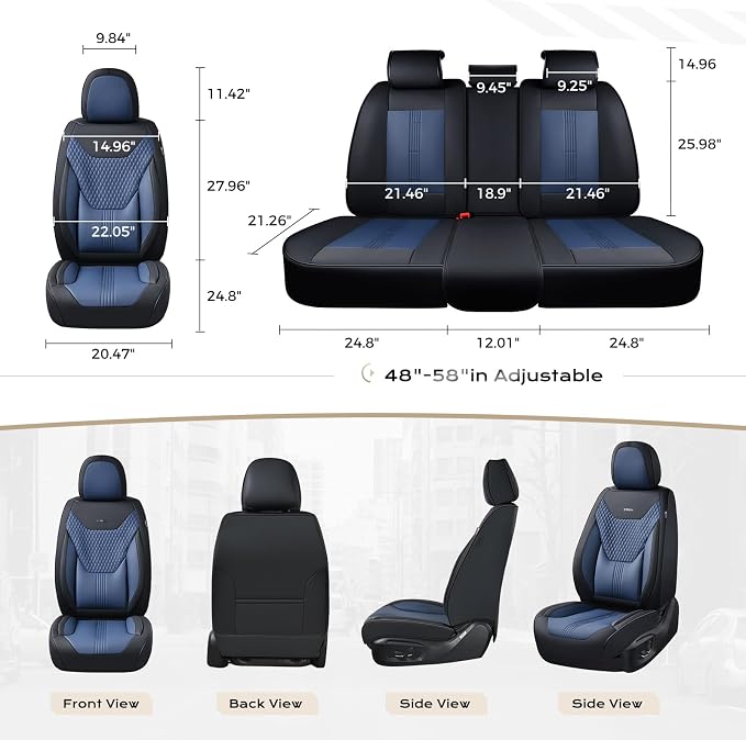 Coverado Car Seat Covers Full Set, Front Seat Covers with Lumbar Support and Back Seat Cover Waterproof Leather Automotive Seat Cover, Universal Car Interior Protectors Cushion for Most Cars - Image 7