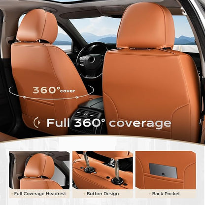 Coverado Car Seat Covers, Seat Covers for Cars, Waterproof Leather Auto Seat Protectors, Leather Car Seat Cushion, Car Interiors Accessories Universal Fit for Most Cars - Image 6