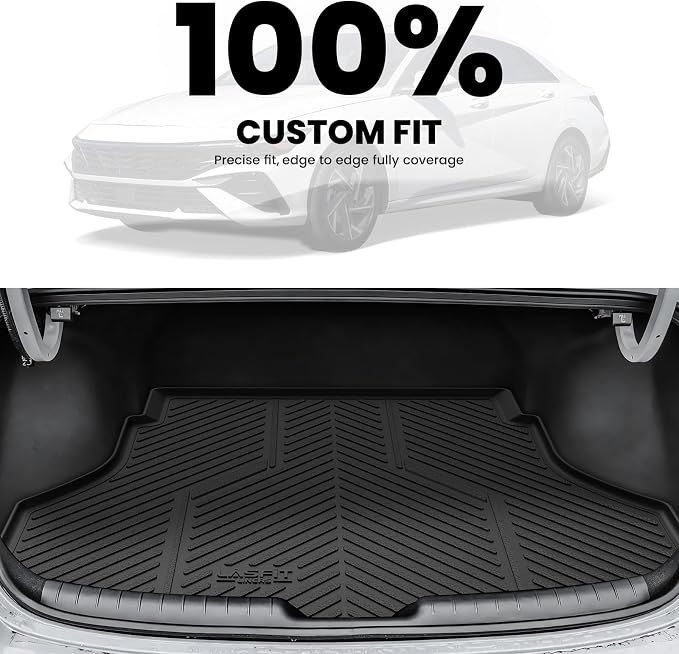 LASFIT Cargo Mat for Hyundai Elantra 2021-2026 / Elantra N 2022-2026 | All Weather TPE Custom Fit Cargo Trunk Mat Accessories, Black - Image 2