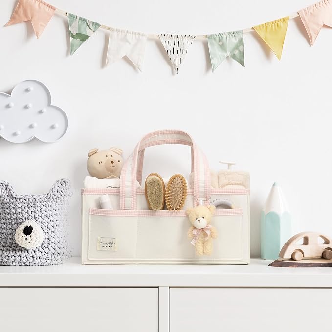 PeraBella Baby Diaper Caddy Organizer, XL Baby Basket Shower Gift Caddy, Portable Felt Changing Table Basket, Nursery Storage Bin, Newborn Boy and Girl Essentials for Registry, Car Diaper Organizer - Image 8
