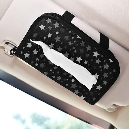 Car Tissue Holder Car Napkin Holder Car Tissue Box Dispenser Storage Case Sun Visor Mask Holder with Adjustable Straps Reusable Refillable Cute Silver and Gray Stars - Image 7