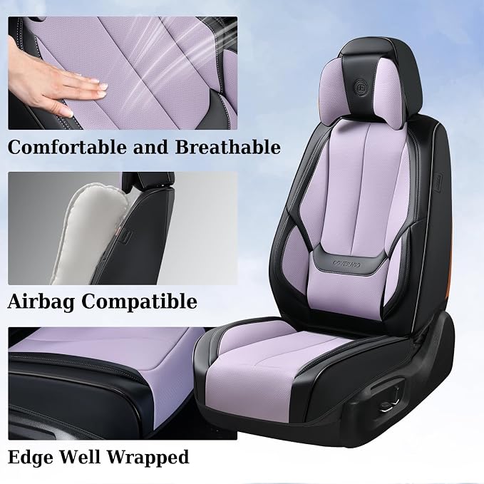 Coverado Car Seat Covers, Seat Covers for Cars, Waterproof Leather Auto Seat Protectors, Leather Car Seat Cushion, Car Interiors Accessories Universal Fit for Most Cars - Image 4
