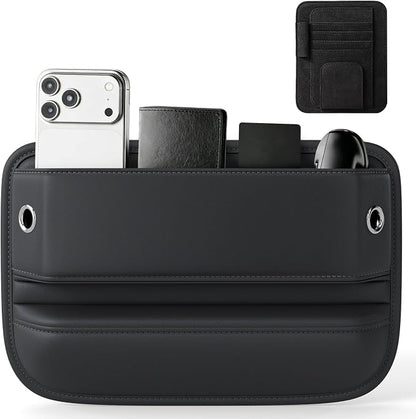 Car Seat Gap Filler Organizer with Sun Visor Organizer | PU Leather Seat Gap Filler for Phone, Keys, Cards & Sunglasses, Front Seat Storage Side Pocket for Cars SUVs Trucks by Unknown