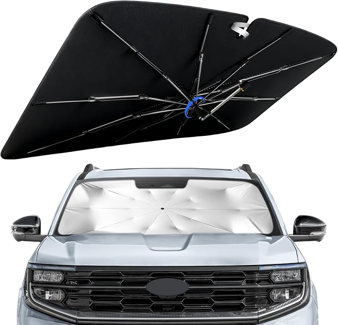 Windshield Sun Shade for Ford Expedition 2018-2026 with 360° Rotating Shaft | Custom Fit Umbrella Sunshade for UV Blocking, Interior Heat Protection, Easy Storage, UPF 50+ Cool Windshield Cover by Lonyaqui