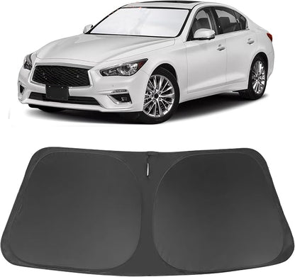 Windshield Sun Shade for 2014-2024 Infiniti Q50 Accessories | Full covered for windshield, Foldable & Durable, Block UV Rays, Reduce Heat, Easy to install, Keep Car Cooler by LHFLIVE
