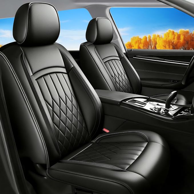 Fit for Prius Car Seat Covers Compatible with Toyota Prius 2001-2026 - Waterproof Breathable Leather Automotive Seat Cushions Protector,Airbag Compatible,Only 2 Front seat Covers(Black) by Unknown