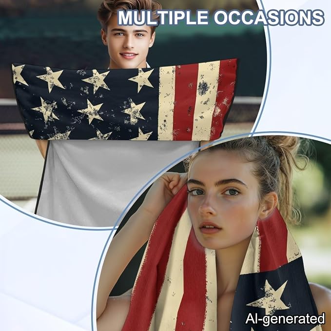 Horeset American Flag Multi-Function Car Seat Towel Cover – Beach Towel & Gym Towel for Car Seat, Absorbent Sand Proof Sweat Protector for SUV Sedan Truck, Patriotic Design,1pcs - Image 7