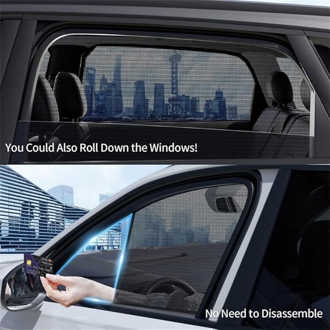 Mesh Car Side Window Shades with Magnets,Block UV Protection Cars Privacy Shades,Privacy Curtains for Napping Mosquito Repelling,Back Window Covers for Car - Image 4