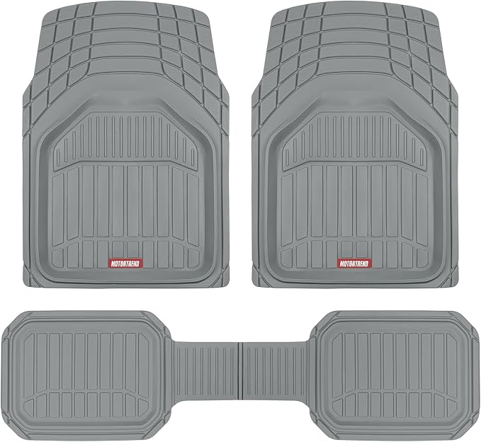 Motor Trend 943-GR FlexTough Defender Car Floor Mats -Next Generation Deep Dish Heavy Duty Contour Liners for Car SUV Truck & Van-All Weather Protection, Trim to Fit Most Vehicles Gray by MotorTrend