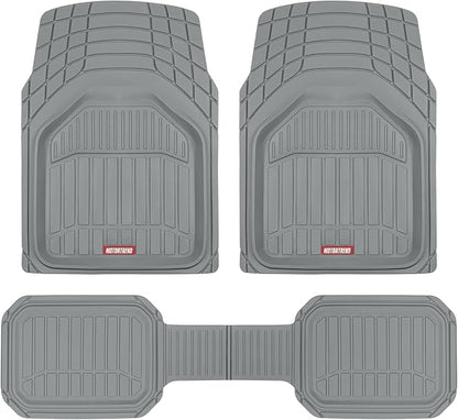 Motor Trend 943-GR FlexTough Defender Car Floor Mats -Next Generation Deep Dish Heavy Duty Contour Liners for Car SUV Truck & Van-All Weather Protection, Trim to Fit Most Vehicles Gray by MotorTrend