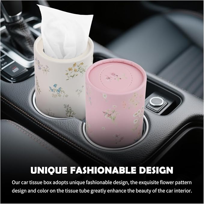 4PCS Car Tissue Holder,Extractable Portable Car Tissue Cylinder for Storing Each Box 50 Tissues,Fashionable Reusable Tissues for Cars Cup Holder Cars Accessories Interior - Image 4