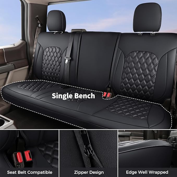 Huidasource 2007-2017 Wrangler JK Seat Covers 2 Door Full Set, Black | Waterproof Leather Custom Car Seat Cover, JK Seat Cushion Protector Fit for Jeep Wrangler JK 2-Door Sahara Sport Rubicon - Image 3