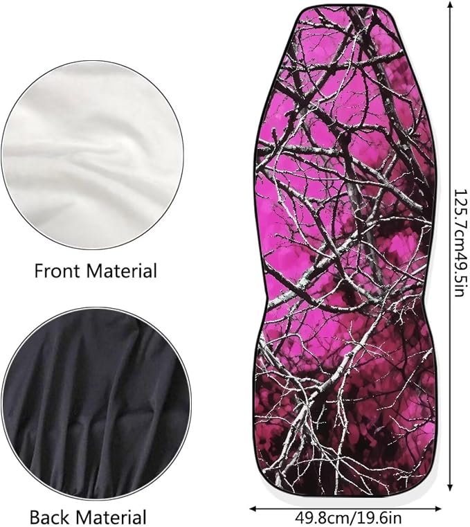 Red Hunter Camo Print Car Seat Cover Front Bottom Seat Cushion Cover, Branch Camoflage Pink Front Seat Covers fits Most Cars, SUVs, and Trucks, Washable and Easy to Install - Image 5